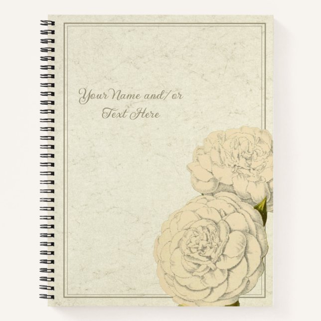 Elegante weiße Nelke individuell anpassbar Notizbuch (Vorderseite)