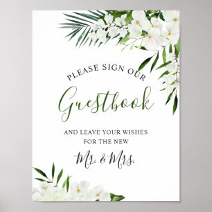 Elegante weiße Orchidee bohemian Anmelden in unser Poster