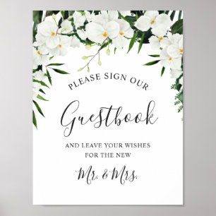Elegante weiße Orchidee bohemian Anmelden in unser Poster