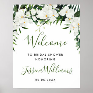 Elegante weiße Orchidee BRIDAL SHOWER Willkommenss Poster