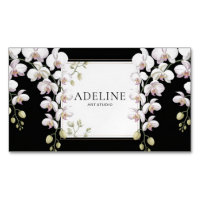 Elegante weiße Orchidee rosa Akzent schwarz Gold R