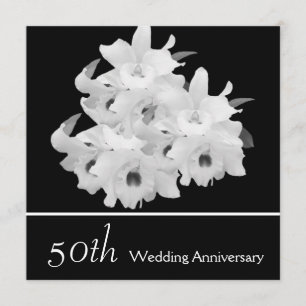 Elegante Weiße Orchideen 50 Jahre Einladung