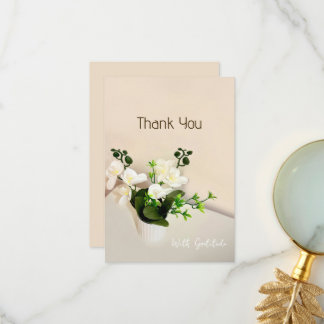 Elegante weiße Orchideen-Blumen-Dankeschön-Karte Dankeskarte
