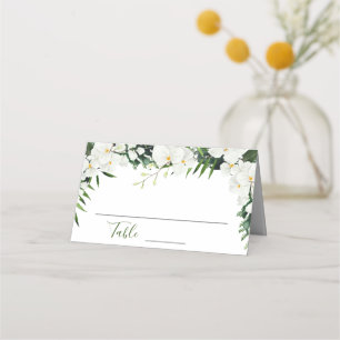 Elegante weiße Orchideen bohemian Blumenhochzeit Platzkarte