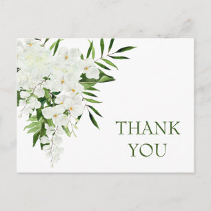 Elegante weiße Orchideen bohemian Hochzeit Danke Postkarte