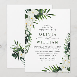 Elegante weiße Orchideen bohemian HOCHZEITSPARTY Einladung