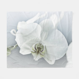 Elegante weiße Orchideen-Botanik-Kunst Fleecedecke