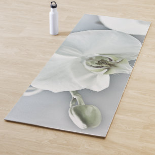 Elegante weiße Orchideen-Botanik-Kunst Yogamatte