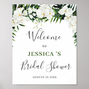 Elegante weiße Orchideen BRIDAL SHOWER Willkommens Poster