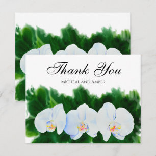 Elegante, weiße Orchideen Dankeskarte