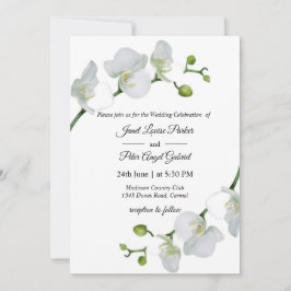 Elegante weiße Orchideen Hochzeit Einladung