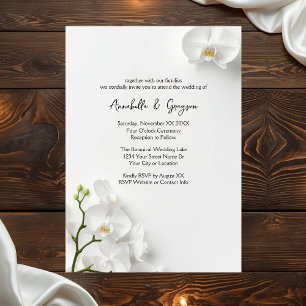 Elegante weiße Orchideen Hochzeit Einladung