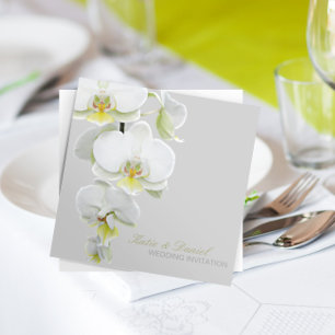 Elegante weiße Orchideen Hochzeit-/Gelegenheits-Ei Einladung