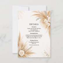 Elegante weiße Orchideen-Pampas-Hochzeits-Detailka