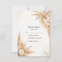 Elegante weiße Orchideen-Pampas-Hochzeits-RSVP-Kar