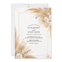 Elegante weiße Orchideen-Pampas-Hochzeitseinladung