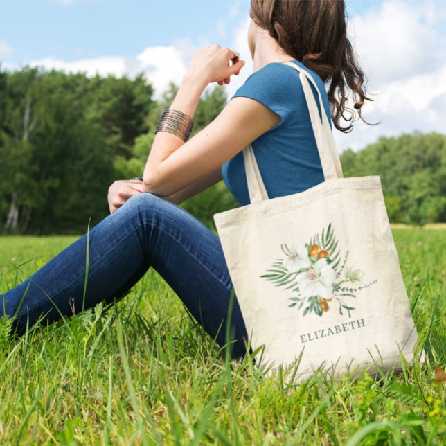 Elegante Weiße Orchideen und Kumquats Bridesmaid Tragetasche (Von Creator hochgeladen)