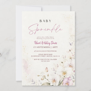 Elegante weiße Orchideen-Wildblumen-Baby-Party Einladung