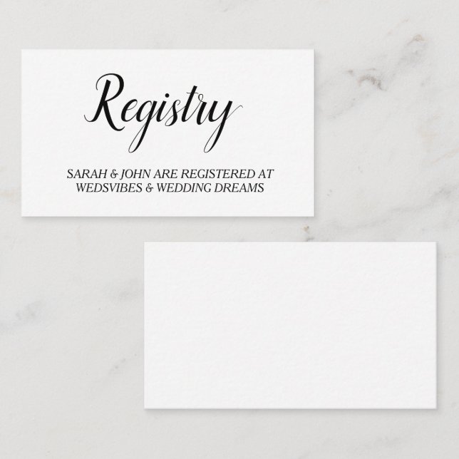 Elegante weiße Personalisierte Hochzeitskarte Visitenkarte (Vorne/Hinten)