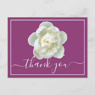 Elegante weiße Pfingstrose Botanische farbenfrohe Postkarte