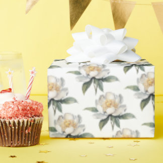 Elegante weiße Pfingstrose, grüne nahtlose Muster Geschenkpapier