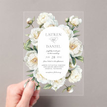 Elegante weiße Pfingstrosen Aquarell Floral Hochze