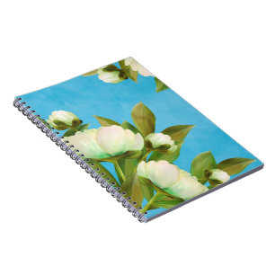 Elegante weiße Pfingstrosen-Blumenstrauß Notizblock