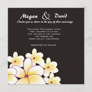 Elegante weiße Plumeria Hochzeit Einladung