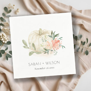 Elegante weiße Pumpkin Blush Bloral Wedding Serviette