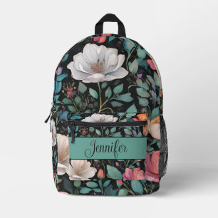 Elegante weiße rosa Rose personalisiert Bedruckter Rucksack