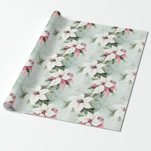 Elegante weiße rosa Weihnachtssterne Weihnachten Geschenkpapier