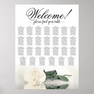 Elegante weiße Rose 27 Tisch Hochzeit Sitzordnung Poster