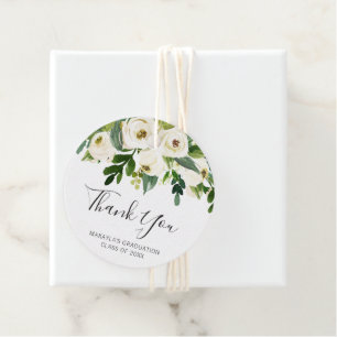 Elegante Weiße Rose Abschluss Vielen Dank Geschenkanhänger