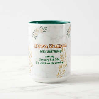 Elegante weiße Rose Blumen 16. Geburtstag Tasse
