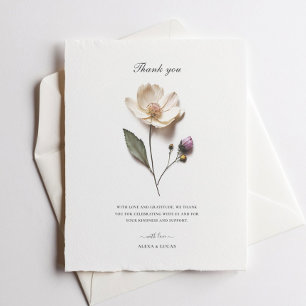 Elegante weiße Rose Chic-Hochzeits-Dankeskarten Dankeskarte