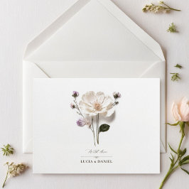 Elegante weiße Rose Horizontal Einladung zur Hochz