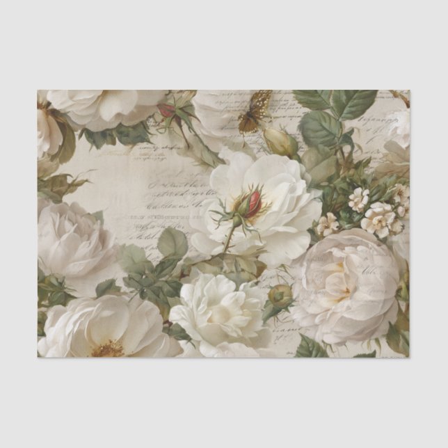 Elegante weiße Rose Seidenpapier (Vorderseite)