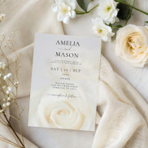 Elegante weiße Rose Skript Hochzeitseinladung