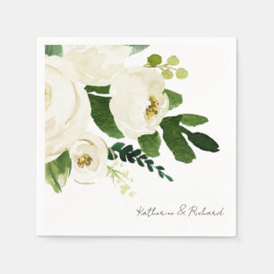Elegante weiße Rose Skript Personalisierte Cocktai Serviette