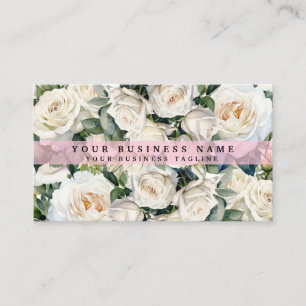 Elegante weiße Rosen Blumen Floral Visitenkarte