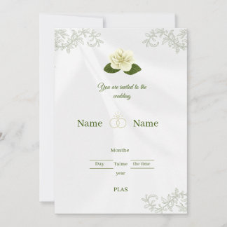 Elegante weiße Rosen-Blumen-Hochzeitseinladung Einladung