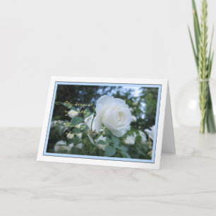 Elegante weiße Rosen-Foto-Beileidskarte Karte