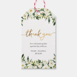 Elegante Weiße Rosen & GoldWedding Danke, dass Sie Geschenkanhänger