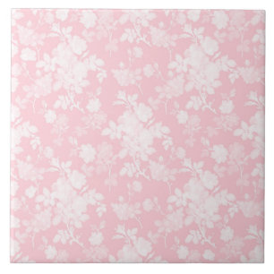 Elegante weiße Rosen rosa floral Fliese