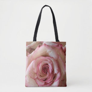 Elegante weiße Rosenschultertasche mit rosa Spitze