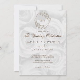 Elegante weiße ROses-Background-Hochzeit Einladung