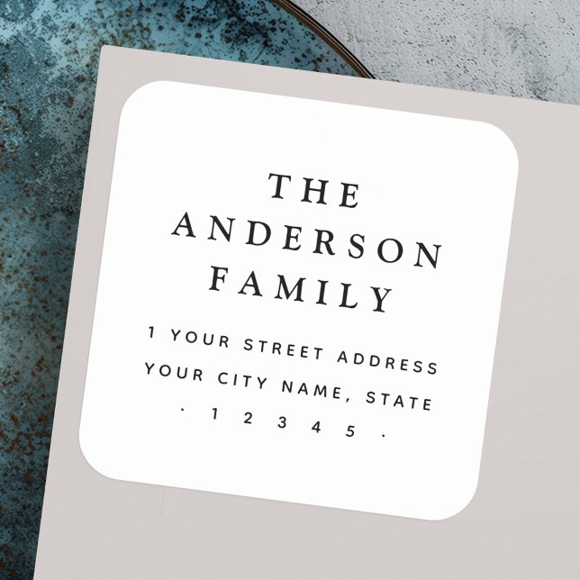 Elegante weiße Rücksendeadresse Quadratischer Aufkleber (Elegant white return address square sticker)