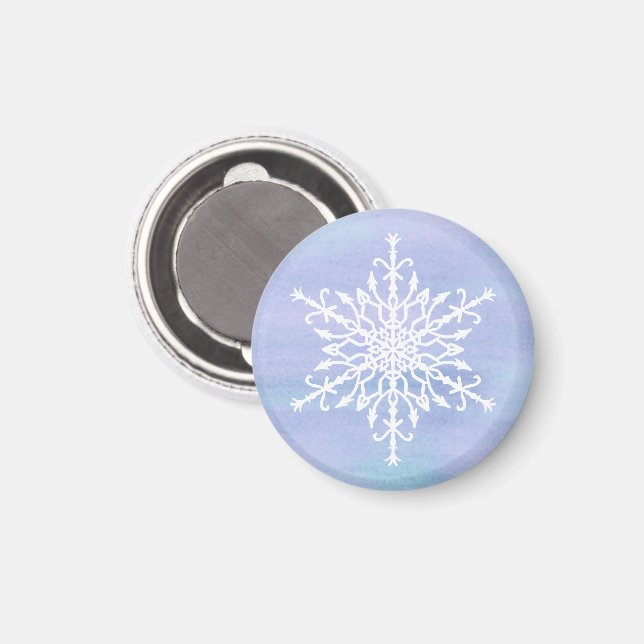 Elegante weiße Schneeflocke Weihnachten Magnet (Vorderseite/Rückseite)
