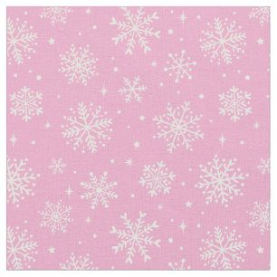 Elegante weiße Schneeflocken auf rosa Untergrund Stoff