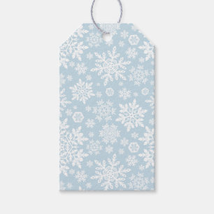 Elegante weiße Schneeflocken (Frostblau) Geschenkanhänger